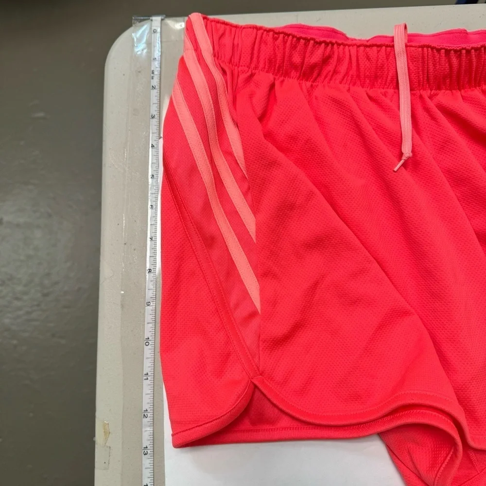 Adidas gym shorts womens small coral pink stripe yoga workout running climalite